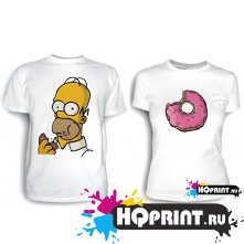 Парные футболки Гомер с пончиком