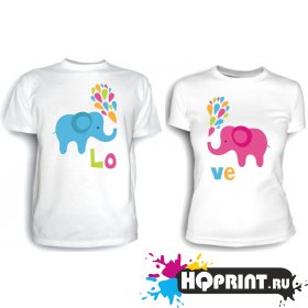 Парные футболки Love (слоны)