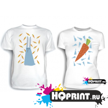 Парные футболки Заяц с морковкой 2