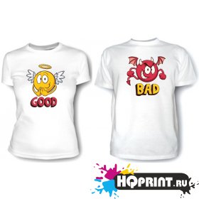 Парные футболки Bad and good