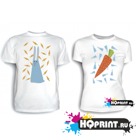 Парные футболки Заяц с морковкой 2
