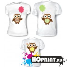 Комплект футболок Счастливая семья (совы)