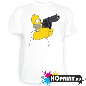 Футболка Гомер с пистолетом