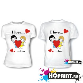 Парные футболки Love is I love him(her)