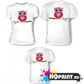 Комплект футболок Совы - мама, папа, дочка