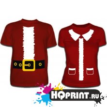 Парные футболки Дед Мороз и Снегурочка (костюм) 